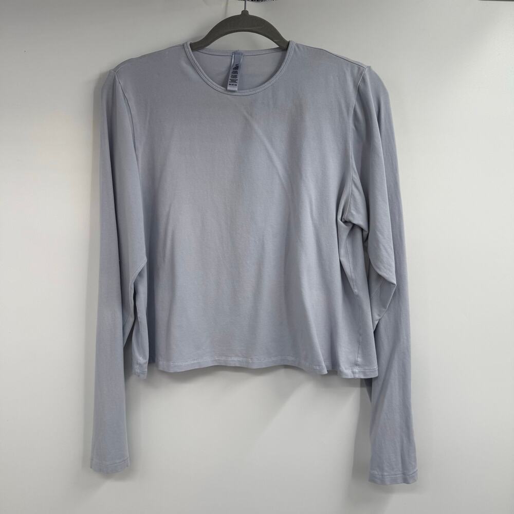 SKIMS Long Sleeve Crewneck Top Womens Plus 2X Light Gray Stretch Lounge Shirt